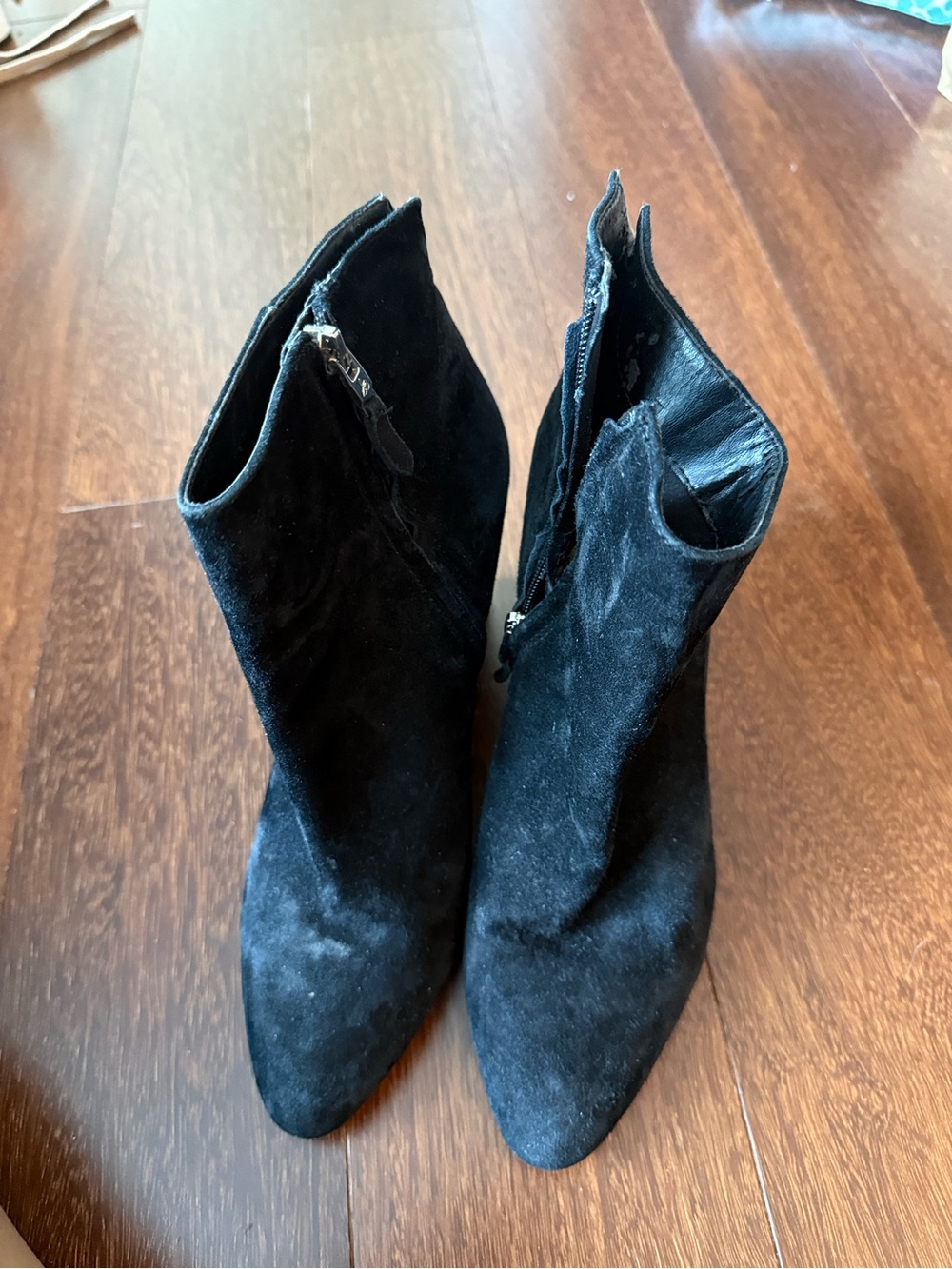 Sam Edelman Black Suede Pointed-Toe Ankle Booties